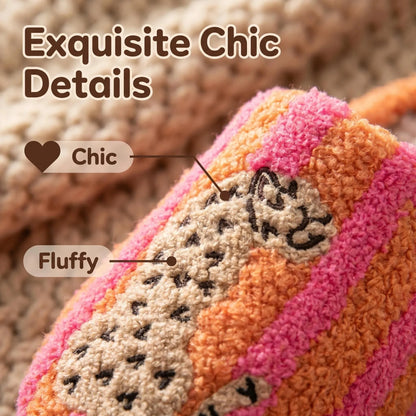 Striped Leopard Print Plush Slippers